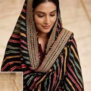 Regal Veil Striped Embroidered Dupatta