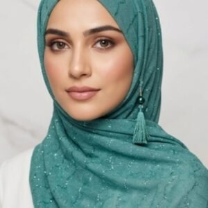 Teal Textured Tassel Hijab ( Green I Maroon I Navy Blue I Pink I White )