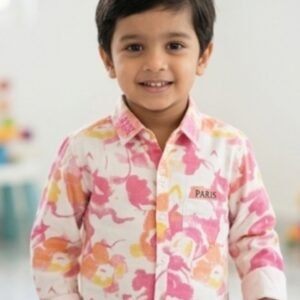 Kids Floral Print Casual Shirt (Pink & Orange)