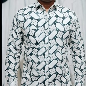 Men’s Abstract Print Casual Shirt (White Multi-Design)