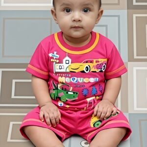 Cute Baby Boys Cartoon Printed T-Shirt & Shorts Set (Combo Pack)