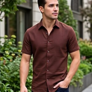 Men’s Premium Solid Short Sleeve Shirt – Smart Casual Fit