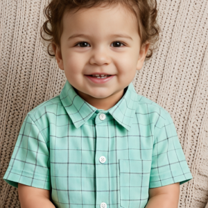 Baby Boys Cotton Check Shirt (Half Sleeve)